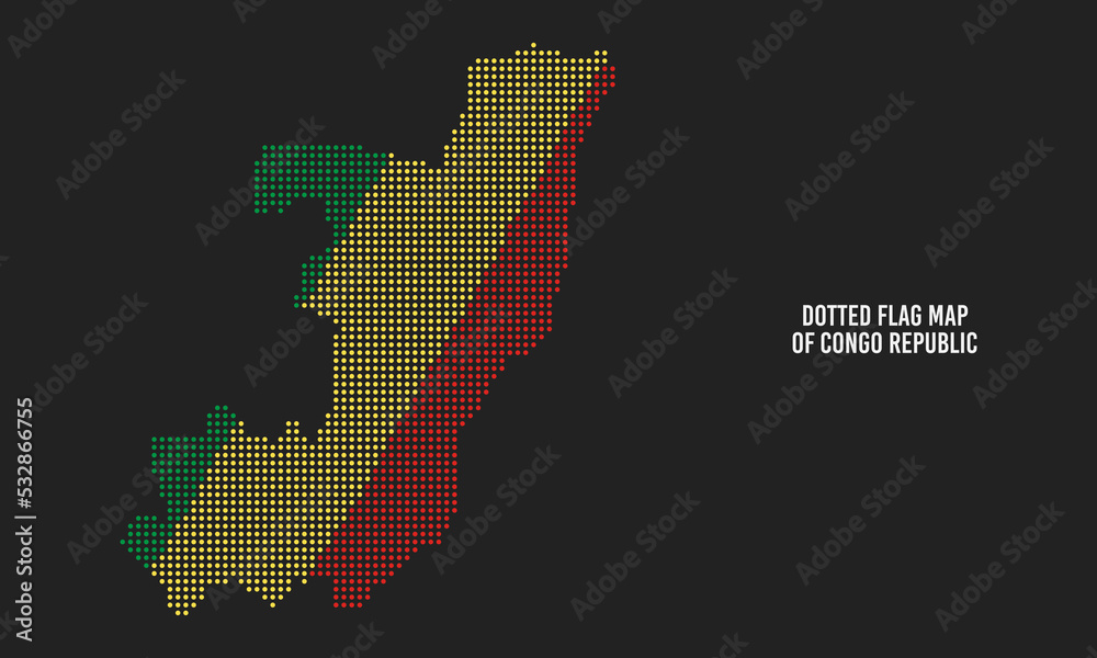 Dotted Congo Republic Flag Map Vector Illustration Dotted Congo Republic Flag Map Vector Illustration