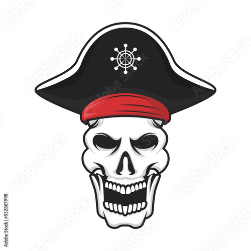 pirate skull head vector illustration © Yanart92