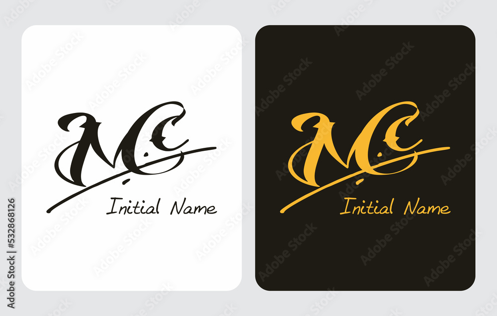Obraz premium Mc M c initial handwriting Mc initial handwriting signature logo template vector hand lettering for designs or for identity
