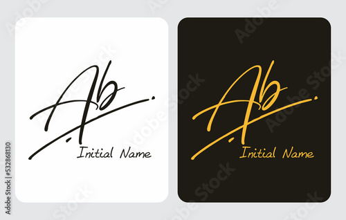 Ab A b initial handwriting Ab initial handwriting signature logo template vector hand lettering for designs or for identity
