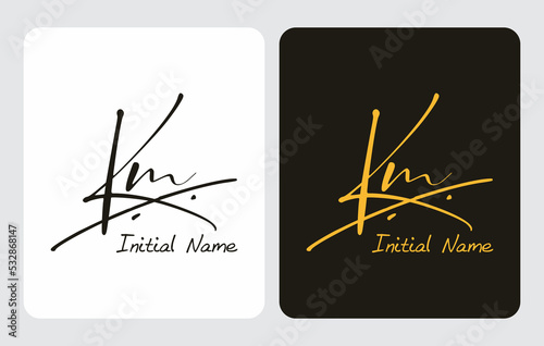 Km K m initial handwriting Km initial handwriting signature logo template vector hand lettering for designs or for identity photo