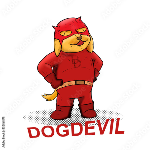 illustration of cute dog wearing hero costume. suitable for stickers and t-shirts