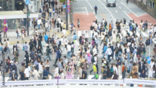 Wallpaper Mural 渋谷スクランブル交差点の混雑映像（ぼかし有り） Torontodigital.ca