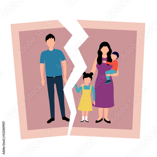 Man and woman getting divorce. Broken family problem concept. Breakup relationship.