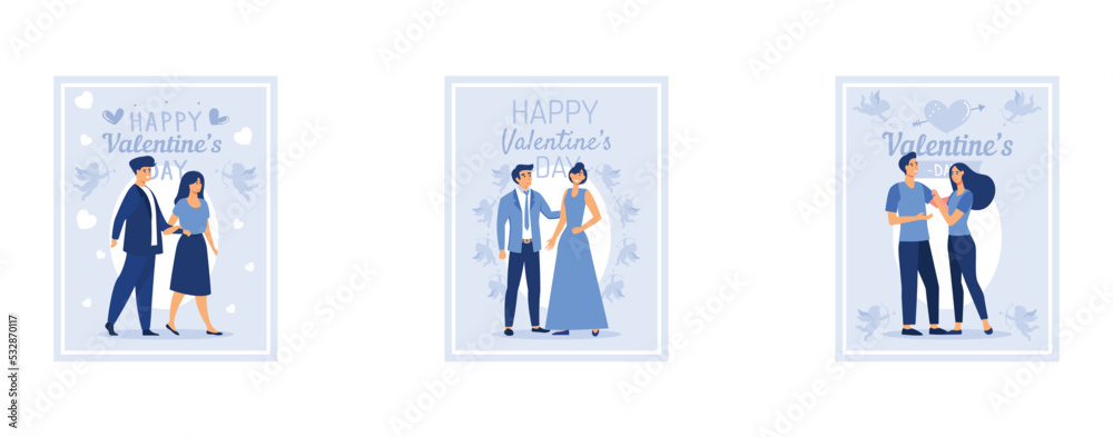 couple in love, Happy Valentine's Day, February 14 is the day of all lovers, set flat vector modern illustration couple in love, Happy Valentine's Day, February 14 is the day of all lovers, set flat vector modern illustration