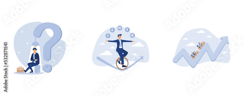 solution or opportunity in problem or difficulty, invest in currency price or country economic speculation concept, financial stock market fluctuation rising up and falling down concept, set flat vect
