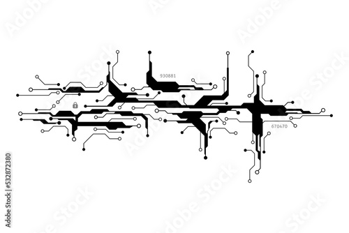 Vector circuit board and log security communication concept for technology background