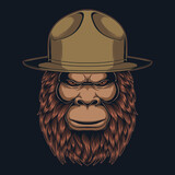Bigfoot wearing campaign hat vector illustration