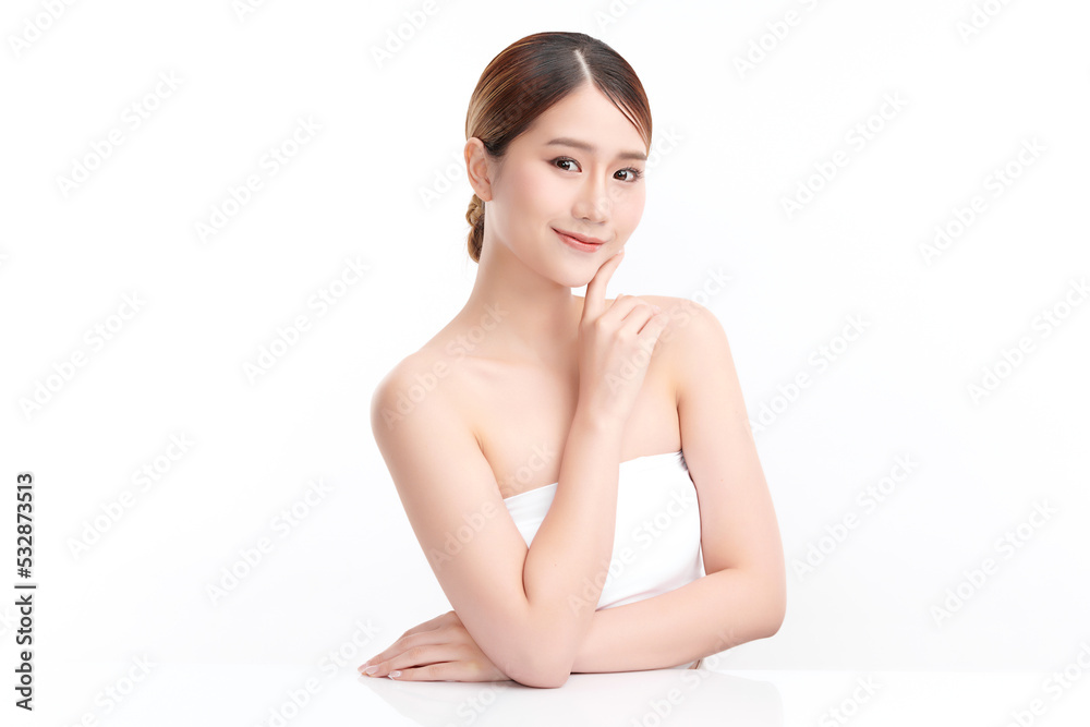 Beautiful young asian woman with clean fresh skin on white background, Face care, Facial treatment, Cosmetology, beauty and spa, Asian women portrait. Beautiful young asian woman with clean fresh skin on white background, Face care, Facial treatment, Cosmetology, beauty and spa, Asian women portrait.