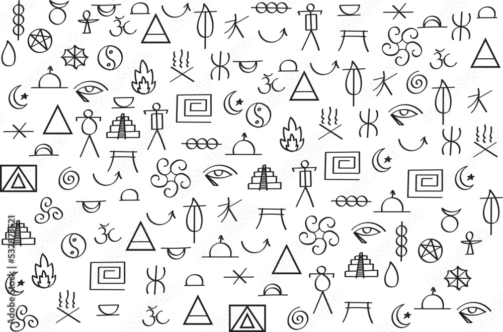 illustration line of the ancient symbol pattern background.