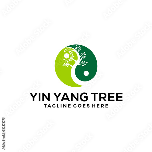 Yin Yang tree Logo Template Design Creative idea 
