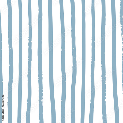 Obraz na plátně Hand Drawn blue vertical thick stripe Doodle Pattern
