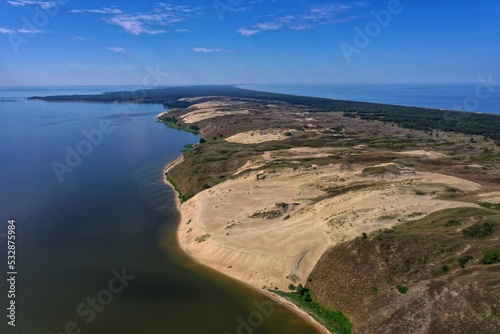 aerial drone view of Curonian spit national park, Lithuania