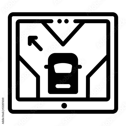 navigation car on tablet icon