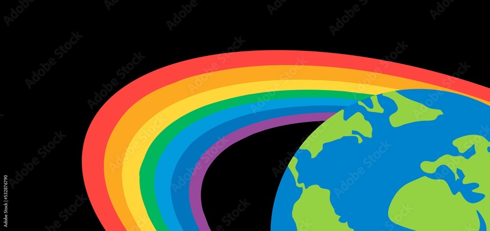 Obraz premium Rainbow ring around earth illustration 