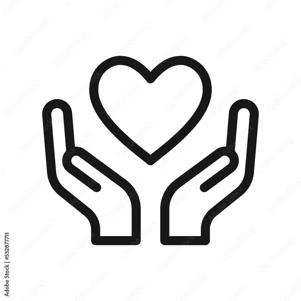 Heart saving hands love charity icon Heart saving hands love charity icon