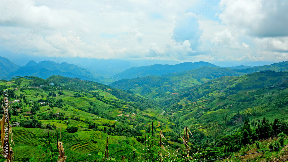 Road from Ha Giang to Dong Van. Karst plateau , Vietnam