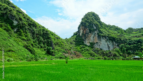 Road from Ha Giang to Dong Van. Karst plateau , Vietnam