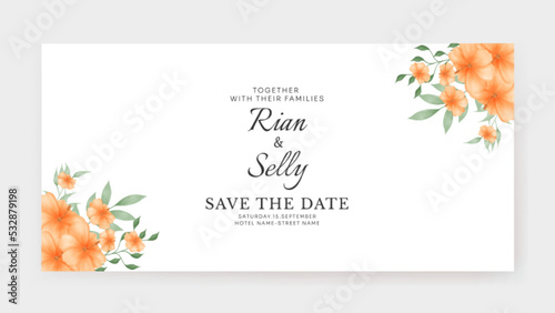 Φωτογραφία Wedding invitation banner with watercolor orange flower