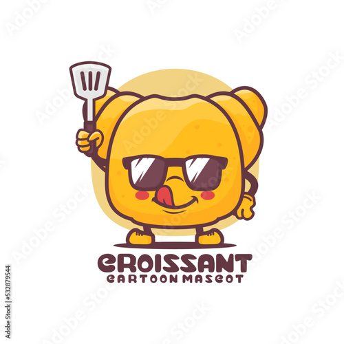 croissant cartoon mascot. food vector illustration