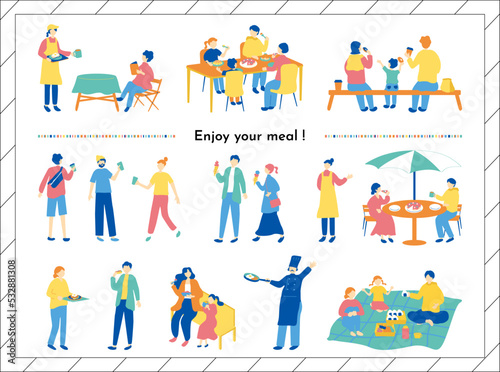 食事を楽しむ人達