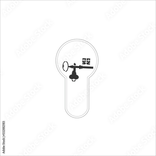 icon keylock house llustration design