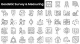Set of outline geodetic survey and measuring icons. Minimalist thin linear web icon set. vector illustration.