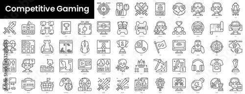Set of outline competitive gaming icons. Minimalist thin linear web icon set. vector illustration.