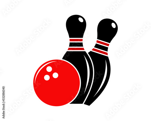 Two bowling pin with bowling ball