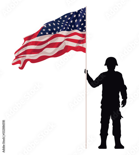 soldier with usa flag