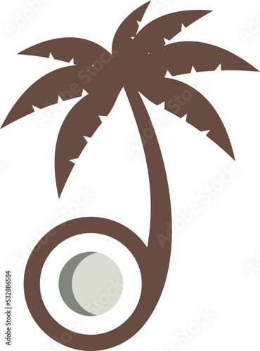 Coconut fruit with palm tree