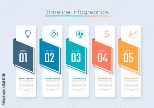 Timeline Infographics Design Marketing Icons. Usable for Workflow Layout, Diagram, Annual Report, Web Design. Business Data Visualization with steps or Processes