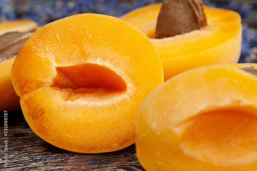 Ripe orange apricot cut into pieces