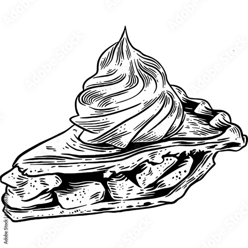 Hand drawn Apple Pie Slice Sketch Illustration