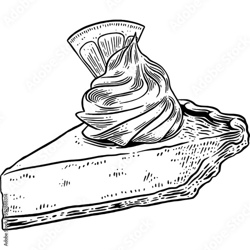 Hand drawn Lemon Pie Slice Sketch Illustration
