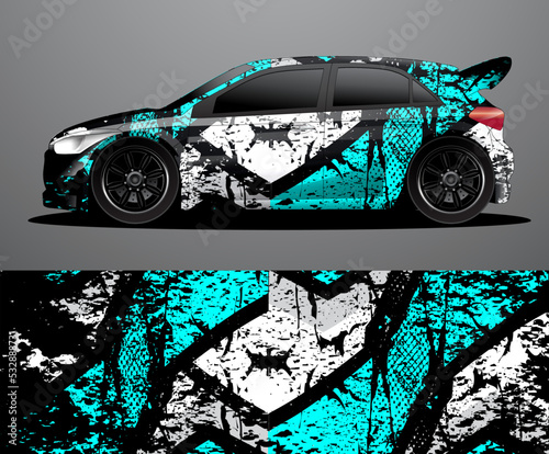 Rally car decal graphic wrap vector, abstract background