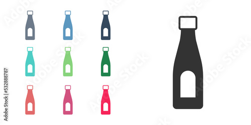 Black Bottle of water icon isolated on white background. Soda aqua drink sign. Set icons colorful. Vector