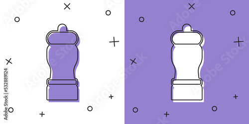 Set Pepper icon isolated on white and purple background. Cooking spices. Vector