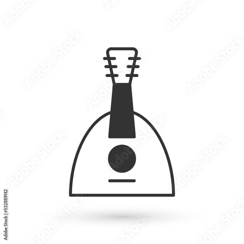 Grey Musical instrument balalaika icon isolated on white background. Vector