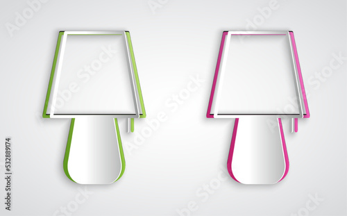 Wallpaper Mural Paper cut Table lamp icon isolated on grey background. Night light. Paper art style. Vector Torontodigital.ca