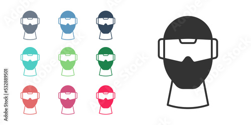 Black Virtual reality glasses icon isolated on white background. Stereoscopic 3d vr mask. Optical head mounted display. Set icons colorful. Vector