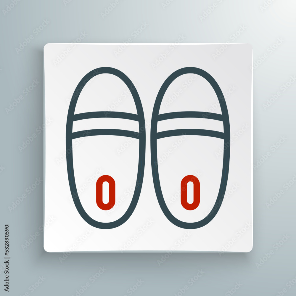 Line Slippers icon isolated on white background. Flip flops sign. Colorful outline concept. Vector Line Slippers icon isolated on white background. Flip flops sign. Colorful outline concept. Vector
