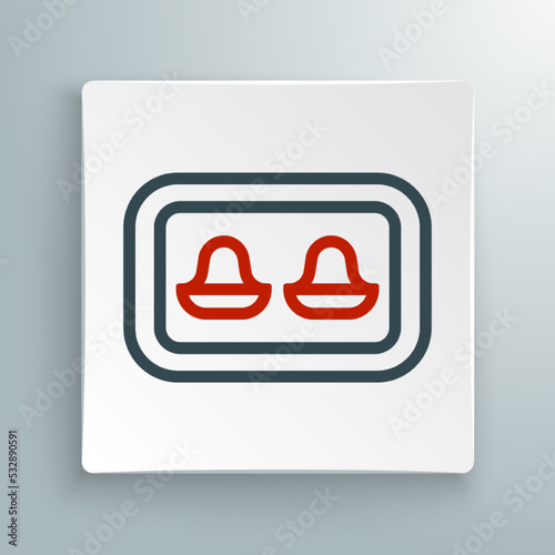 Line Earplugs with storage box icon isolated on white background. Ear plug sign. Noise symbol. Sleeping quality concept. Colorful outline concept. Vector