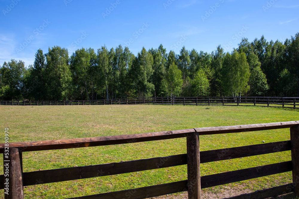 An old wooden fence in the countryside