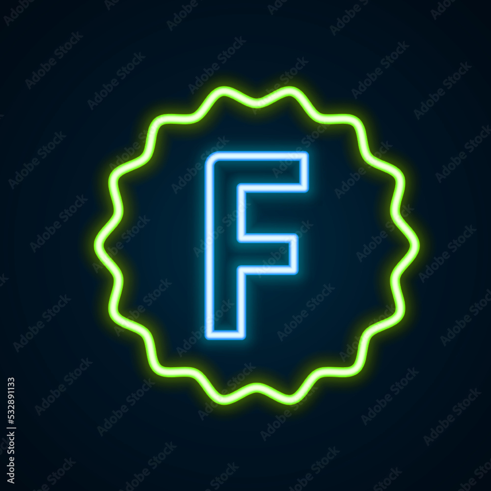 Obraz premium Glowing neon line Exam paper with incorrect answers survey icon isolated on black background. Bad mark of test results. Colorful outline concept. Vector