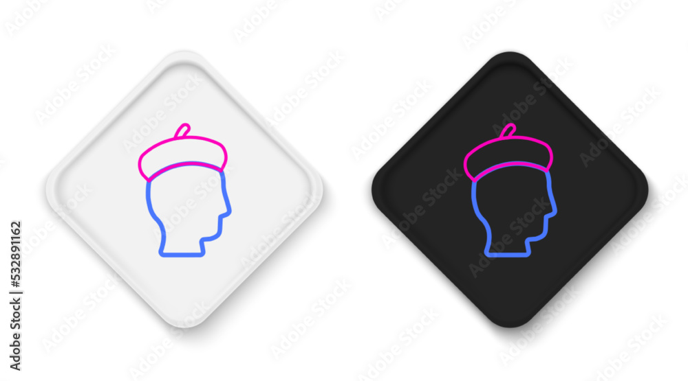 Fototapeta premium Line French man icon isolated on white background. Colorful outline concept. Vector