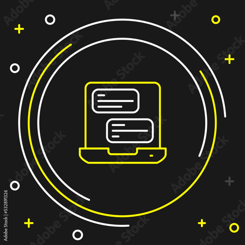 Line Taxi mobile app icon isolated on black background. Mobile application taxi. Colorful outline concept. Vector
