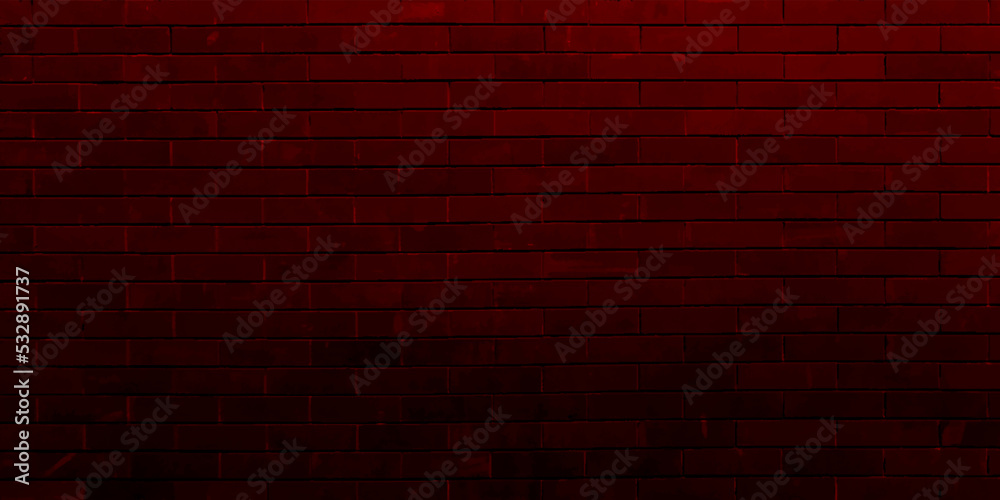 Background of red brick wall pattern texture. Black shadow red bricks wall background, vector illustrator