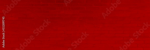 Stylish Red Urban Brick Wall Lit By Bright Sunlight On The Left. Creative Empty Template. Real London Texture Building – Background With Copy Space, Banner, Panoramic View.
