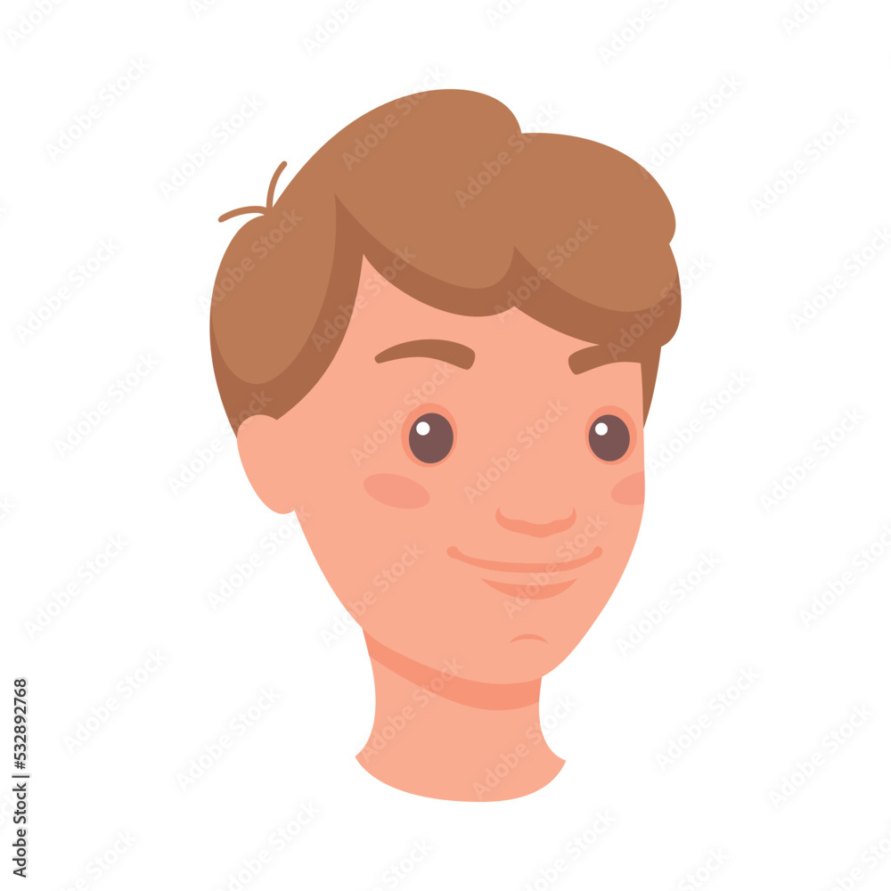 Man Head Showing Happy Face Expression and Emotion Smiling Half-turned Vector Illustration Man Head Showing Happy Face Expression and Emotion Smiling Half-turned Vector Illustration